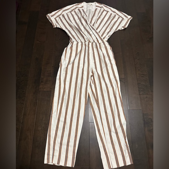 Maje Pieni wrap-effect striped twill jumpsuit - Size 40/US 8 - Picture 5 of 14